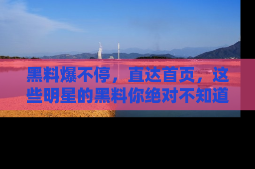 黑料爆不停，直达首页，这些明星的黑料你绝对不知道！