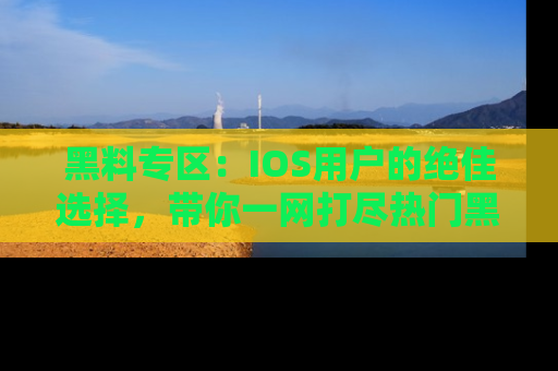 黑料专区：IOS用户的绝佳选择，带你一网打尽热门黑料资讯！